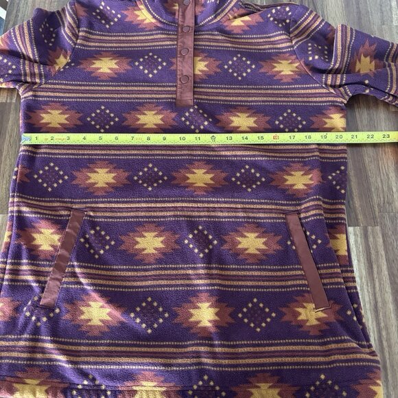 Duluth Trading Sweater Medium Multicolor Aztec Navajo Snap Fleece Sweatshirt - Picture 12 of 13